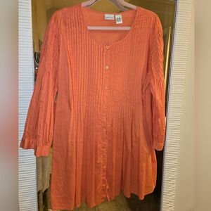 NWOT NEWPORT NEWS 100% COTTON ORANGE BLOUSE SIZE 16W
